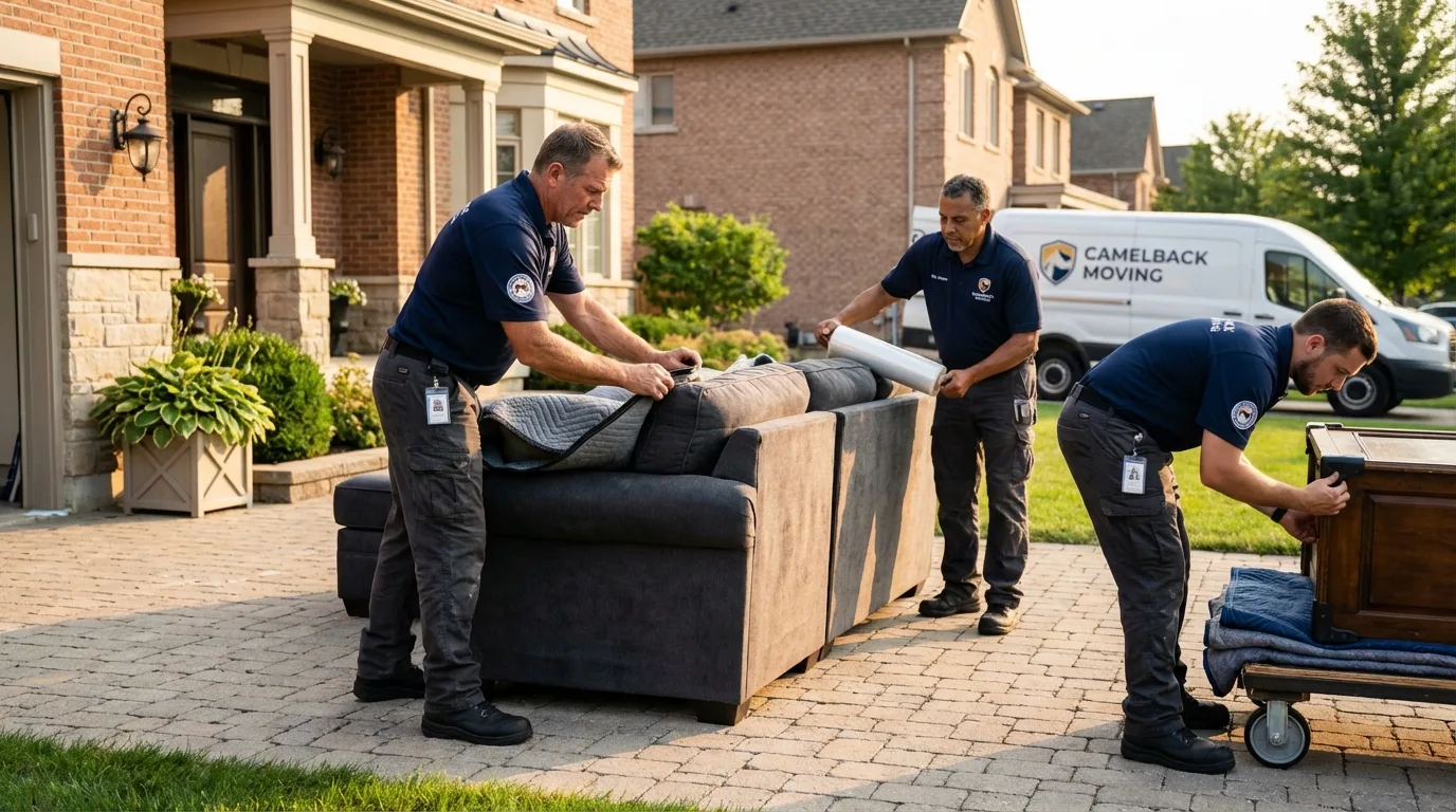 Large estate moving crew wrapping furniture in Lamoni, IA